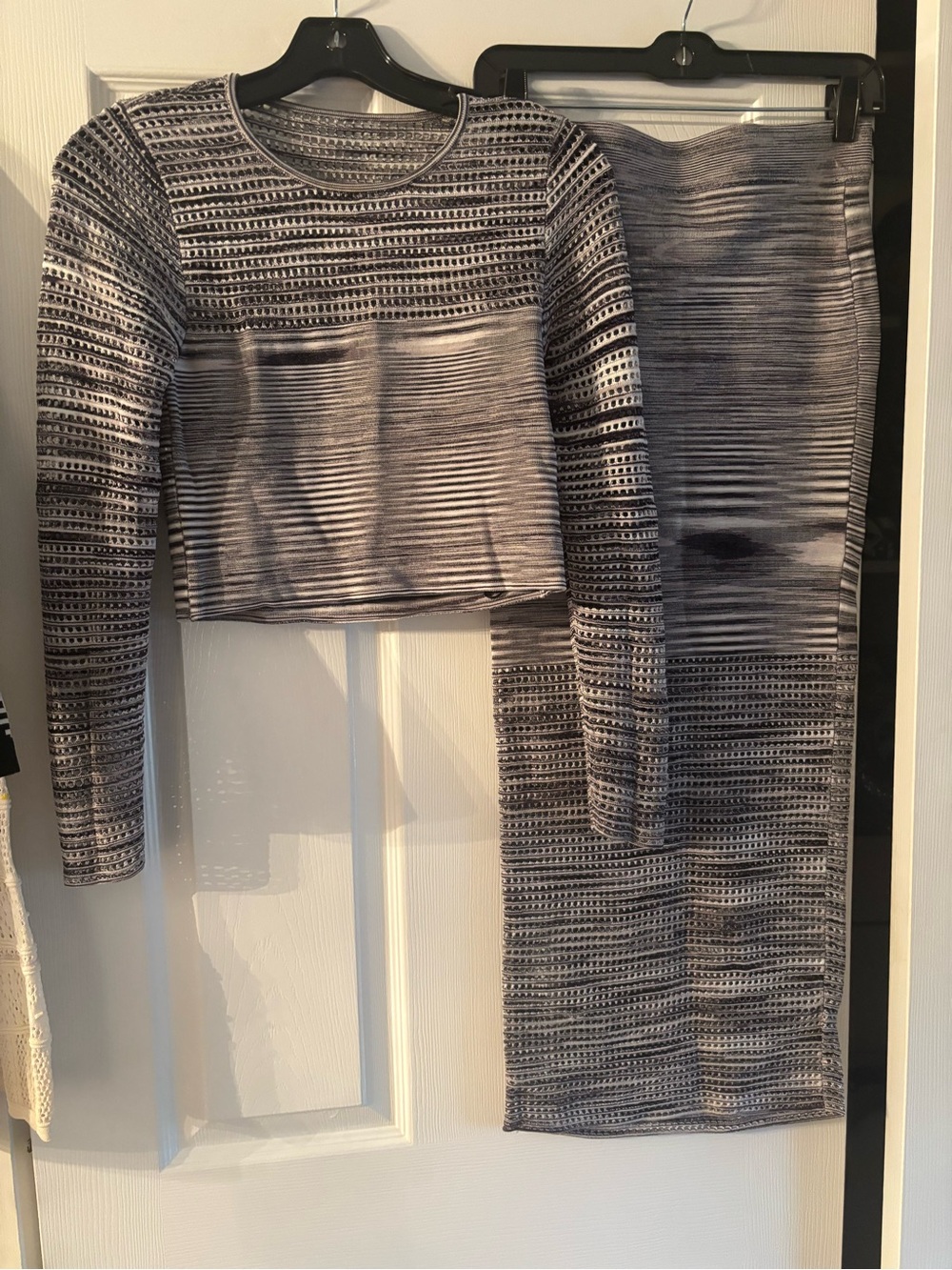 Ronny Kobo Gray Striped Knit Top